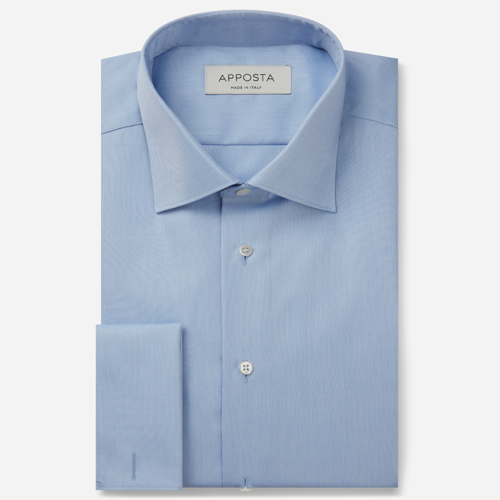 Image of Shirt solid light blue 100% wrinkle free cotton oxford double twisted, collar style semi-spread collar, cuff french cuff (cufflinks)