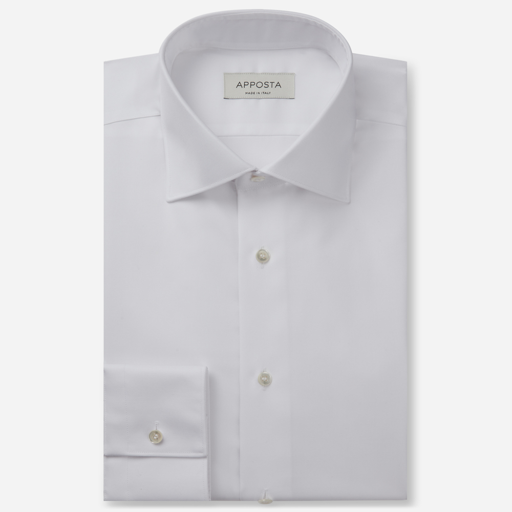 Shirt solid white wrinkle-free cotton oxford double twisted, collar style semi-spread collar