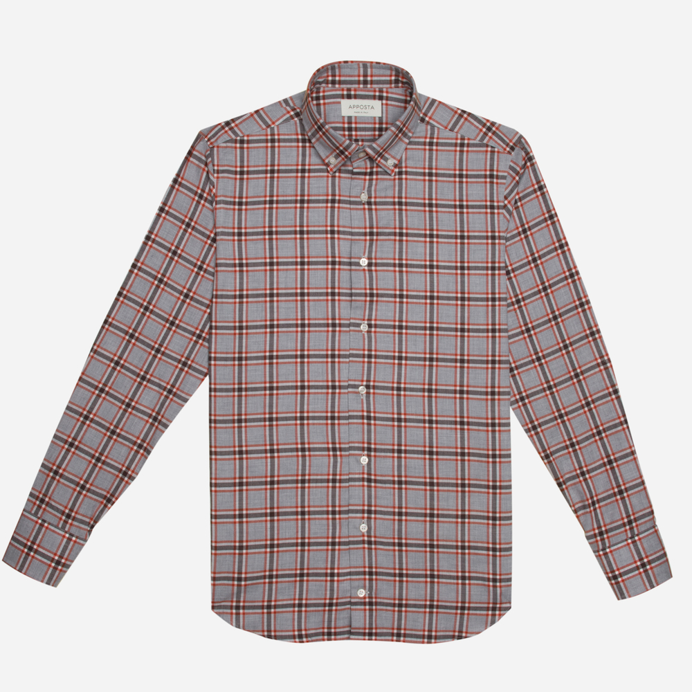 Hemd  groß kariert  grau flanell twill, kragenform  kleiner button-down-kra günstig online kaufen