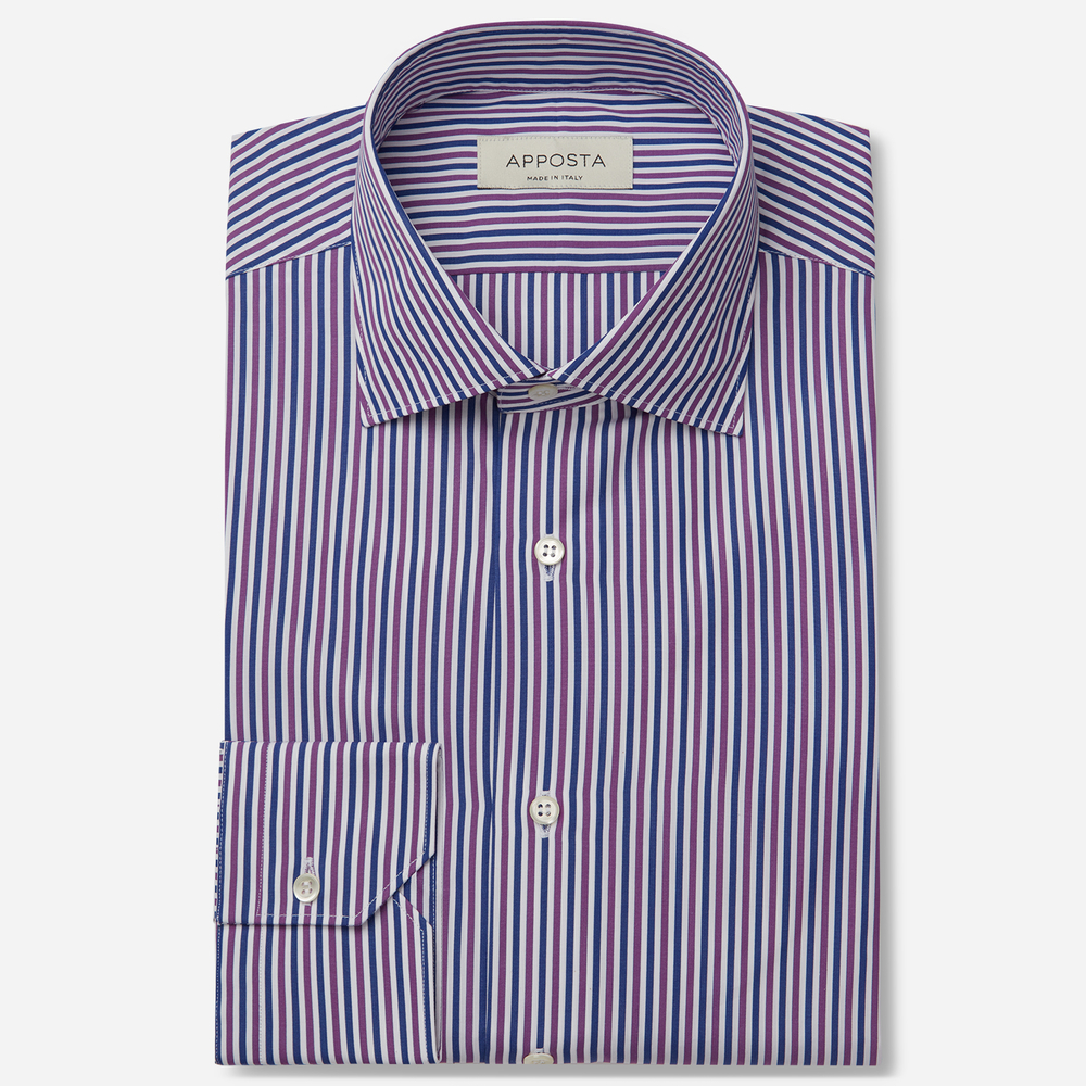 Image of Camicia righe multi cotone popeline doppio ritorto, collo stile collo semifrancese055