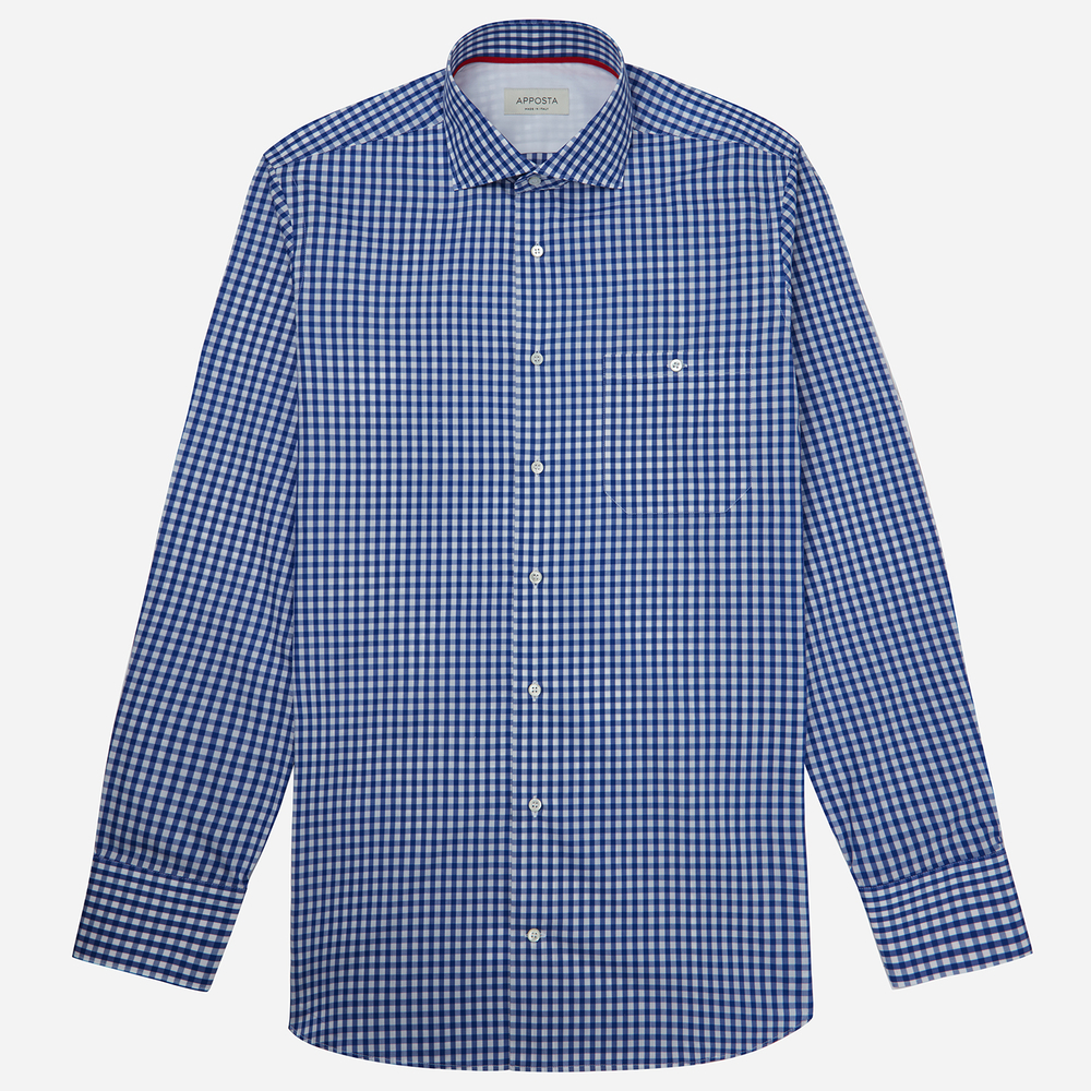 Hemd  karos gingham  marineblau 100% reine baumwolle zefir, kragenform  spr günstig online kaufen