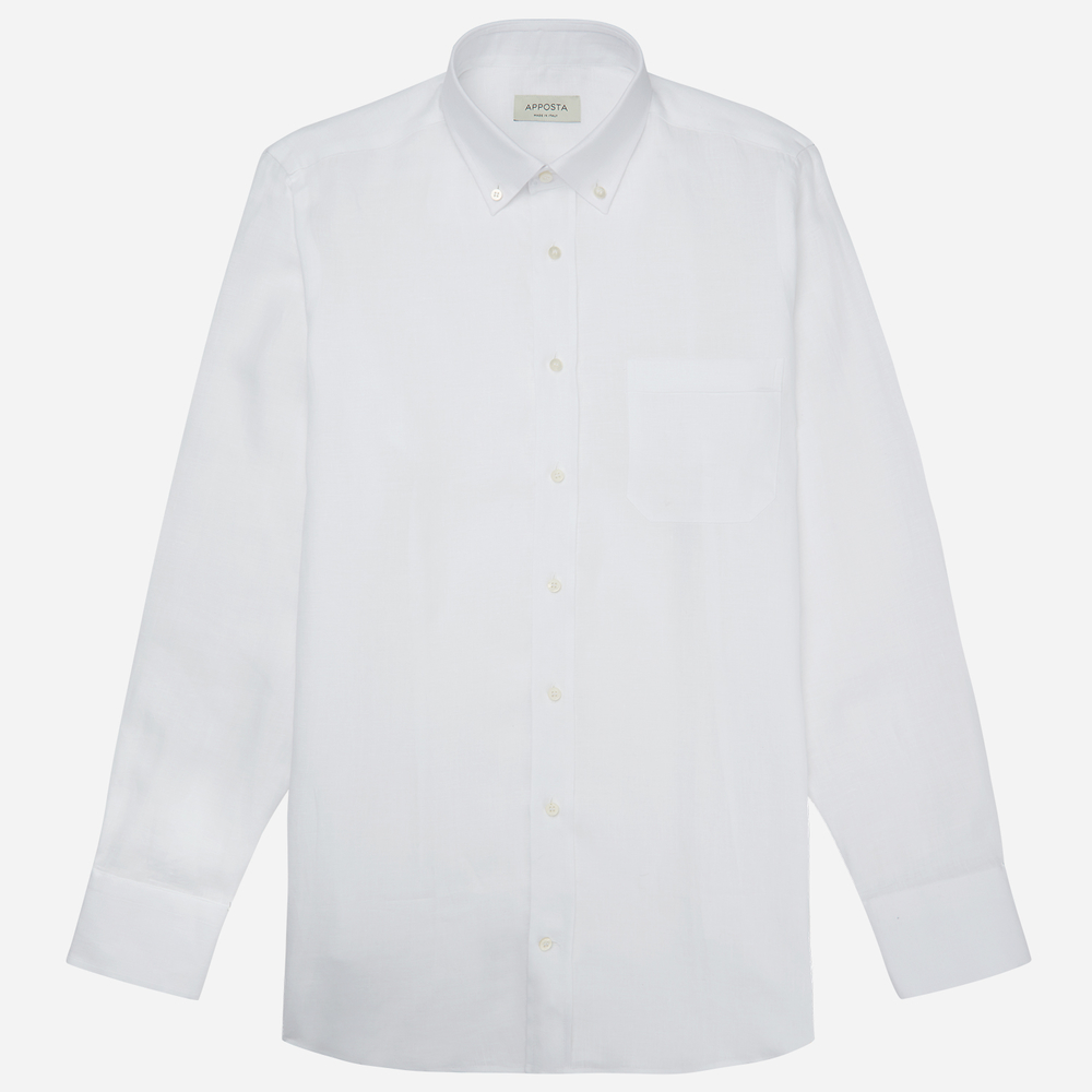 Hemd  einfarbig  weiß leinen popeline, kragenform  kleiner button-down-krag günstig online kaufen