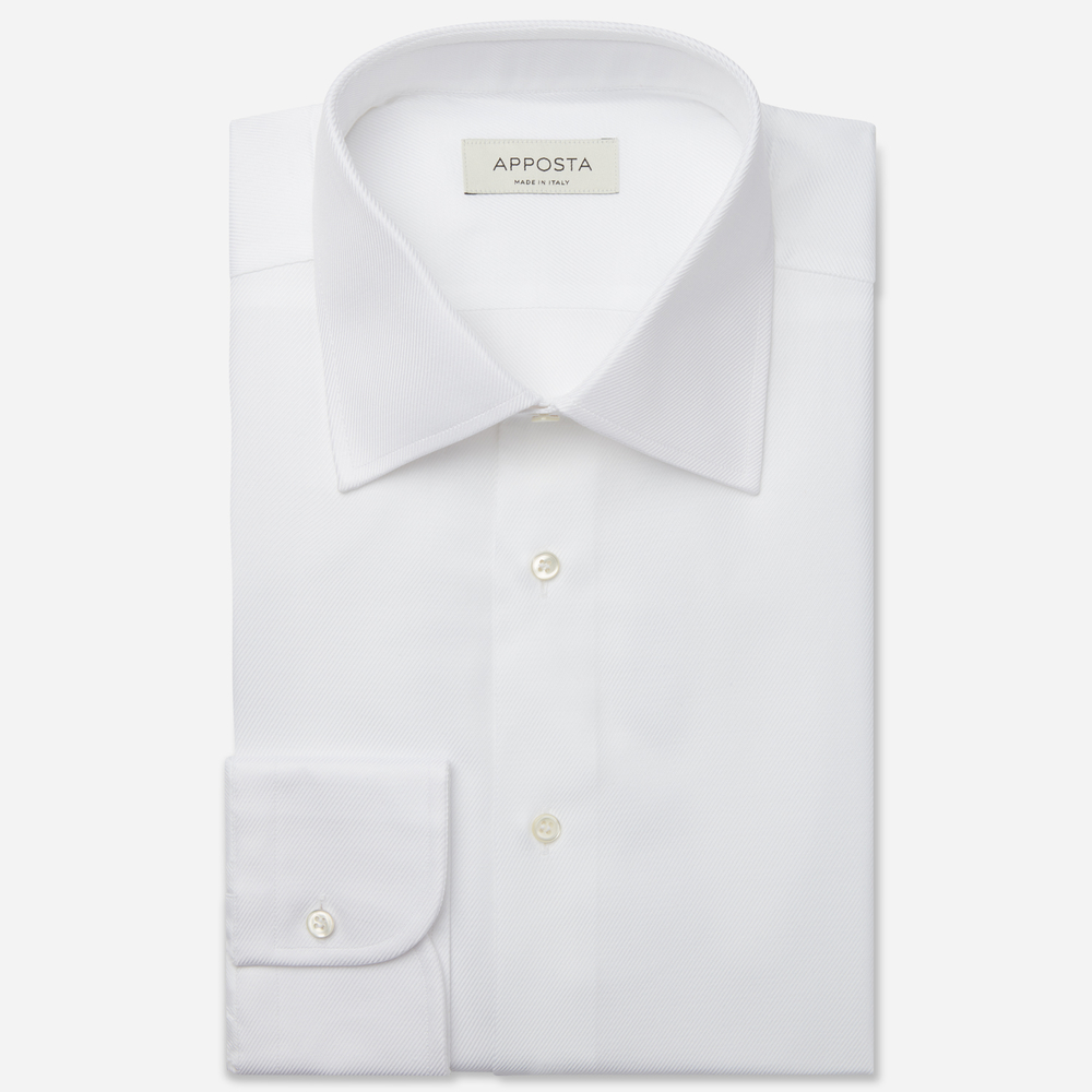 Shirt solid white 100% bio cotton royal twill double twisted, collar style formal straight point collar