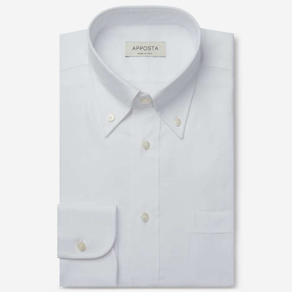 Image of Camicia tinta unita bianco cotone oxford cotone supima, collo stile collo button down055