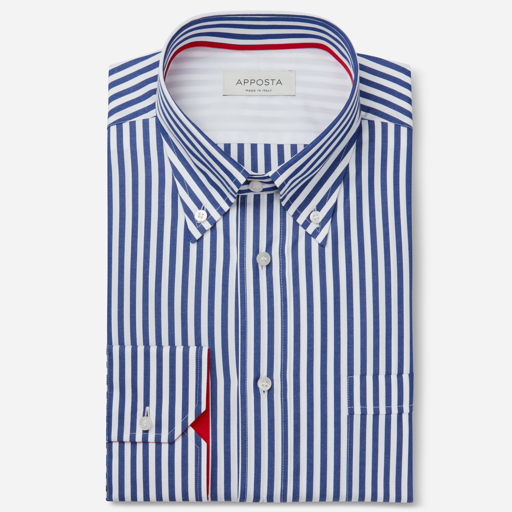 Shirt striped navy blue cotton plain, collar style button-down collar