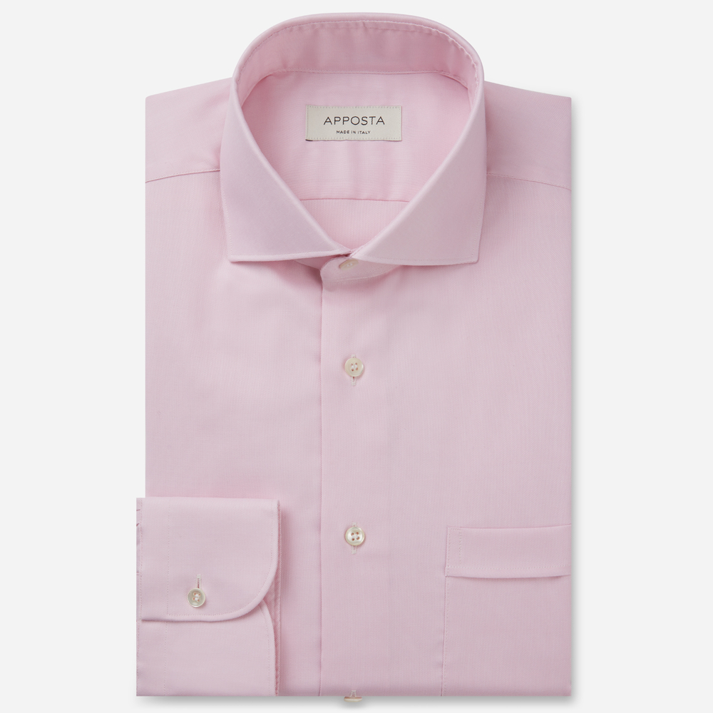 Shirt solid pink easy-iron cotton twill, collar style spread collar