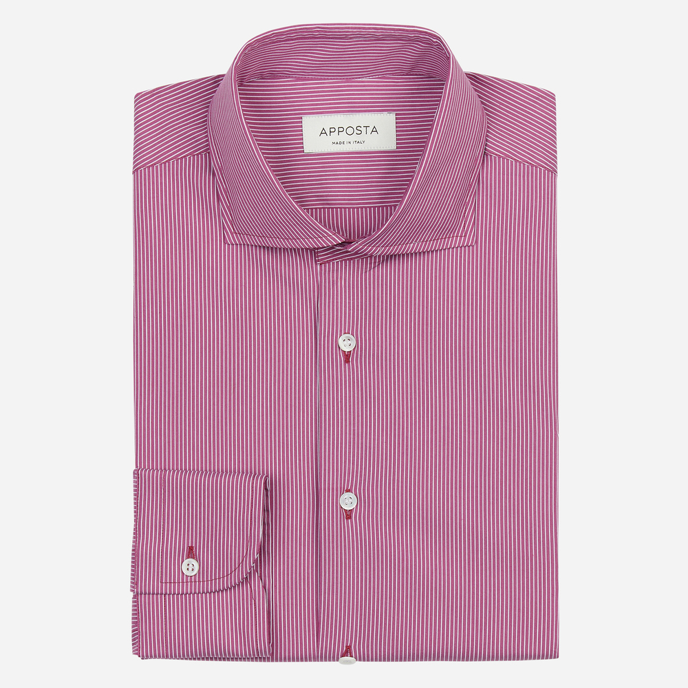 Image of Camicia righe viola elasticizzato popeline, collo stile collo cutaway055