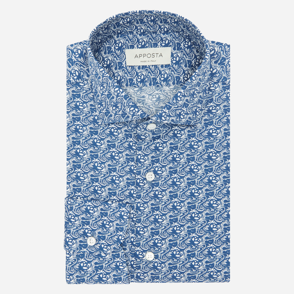 Shirt flowers designs navy blue 100% pure cotton plain, collar style updated spread collar with short points