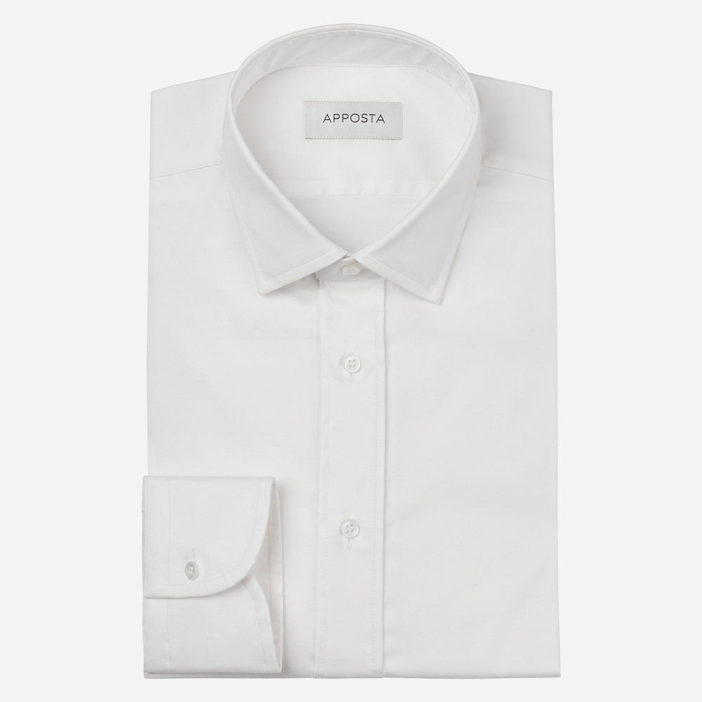 Shirt solid white stretch cotton poplin, collar style updated straight point collar with short points