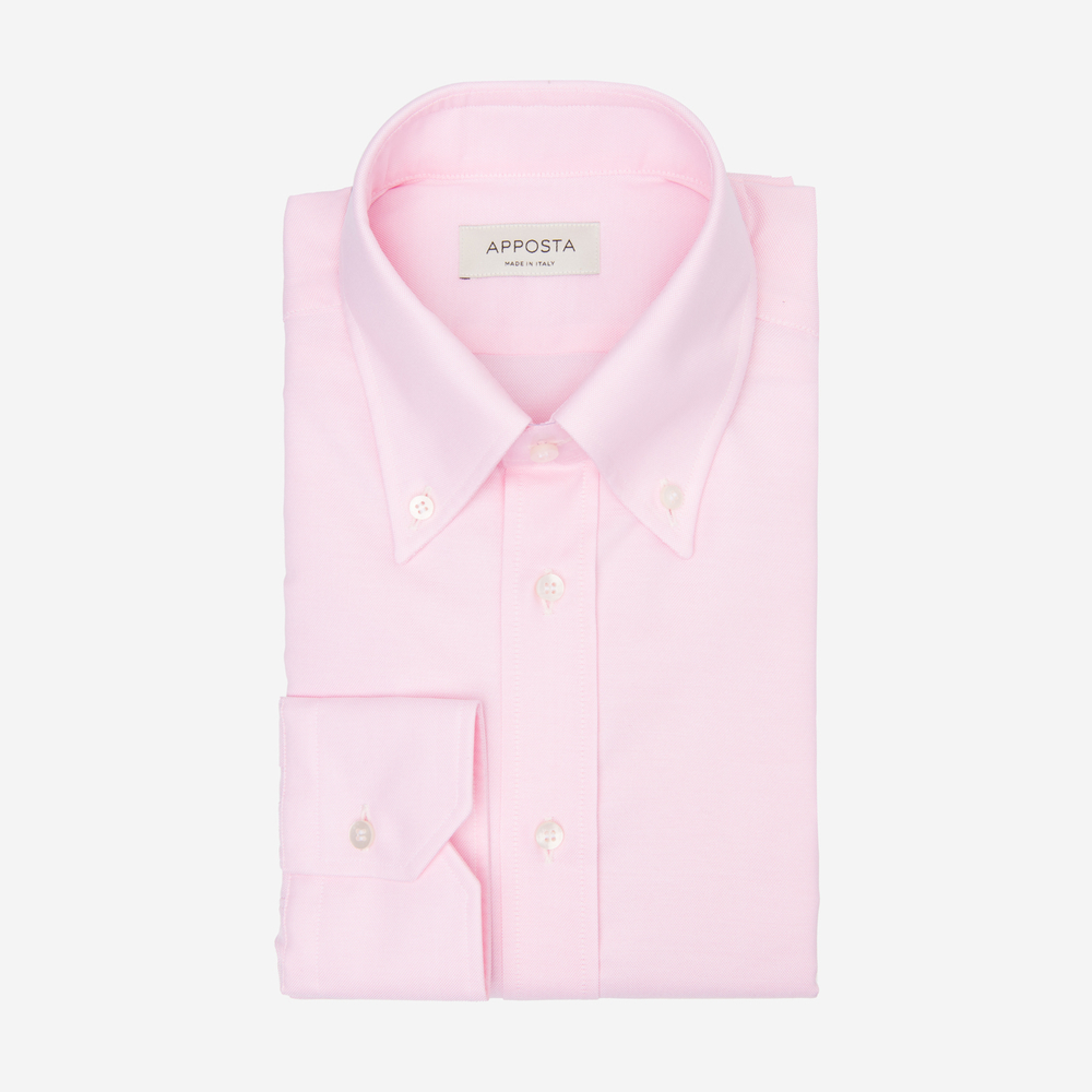 Shirt solid pink cotton oxford double twisted supima cotton, collar style button-down collar