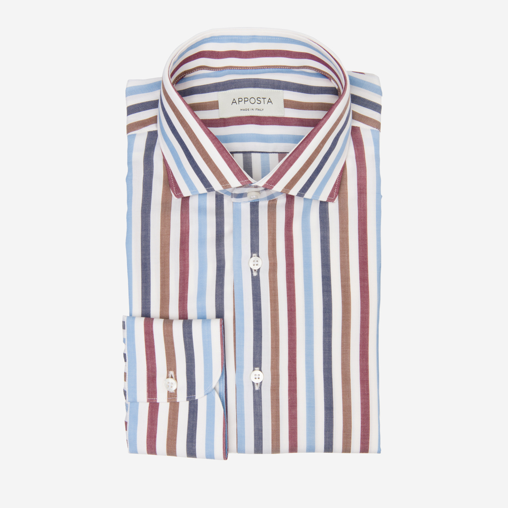 Shirt striped multi cotton-wool twill, collar style updated spread collar with short points