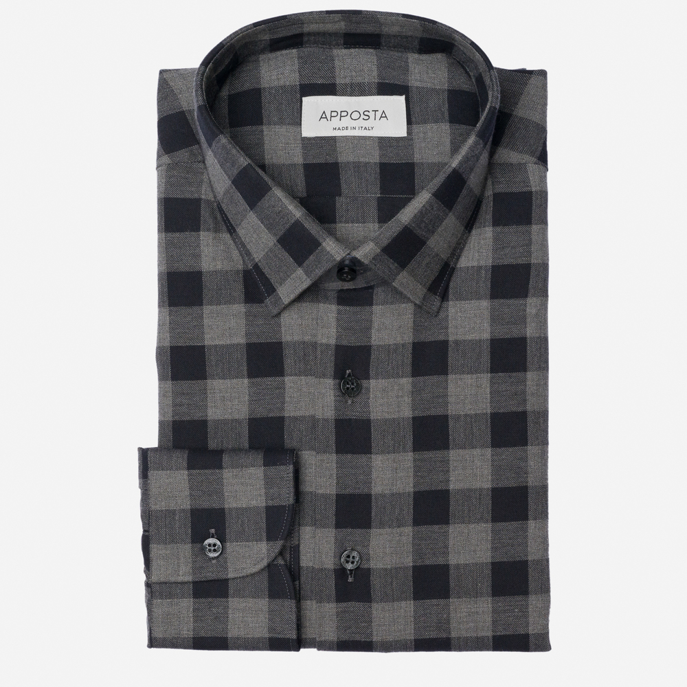 Shirt big checks multi flannel twill, collar style updated straight point collar with short points