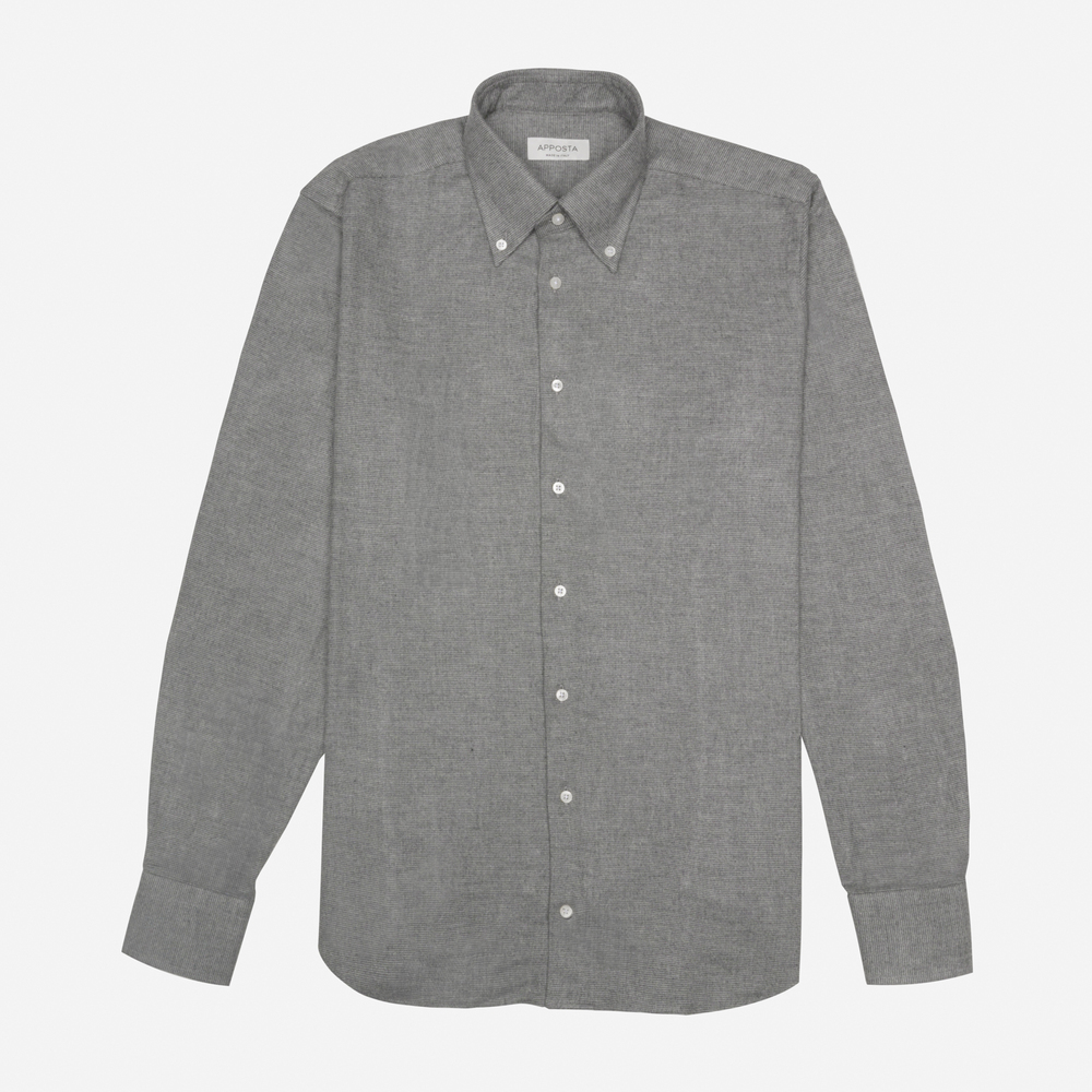 Hemd  strukturen  grau flanell twill doppelt gezwirnt, kragenform  button-d günstig online kaufen