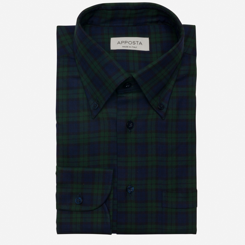 Image of Camicia quadri grandi verde cotone twill, collo stile collo button down055