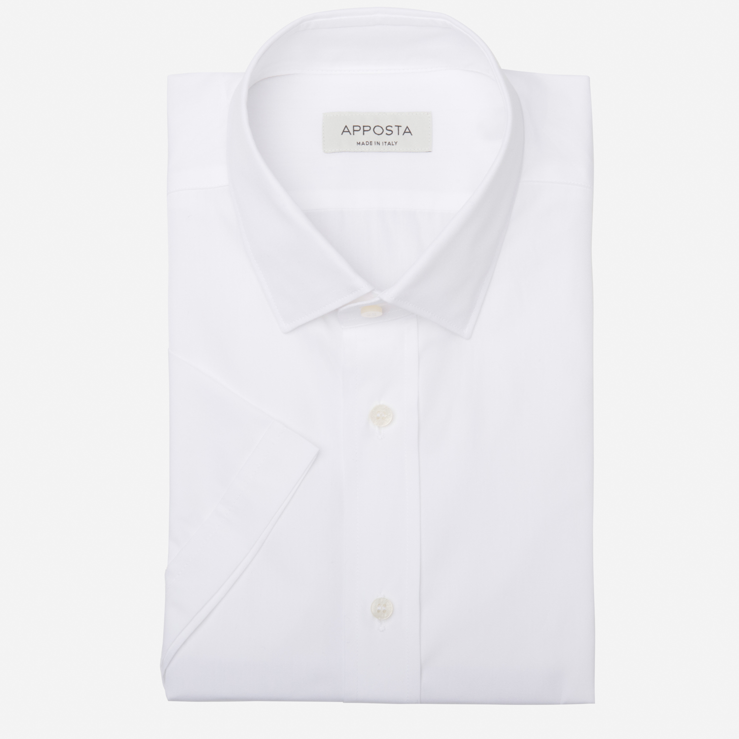 Shirt solid white cotton poplin, collar style updated straight point collar with short points